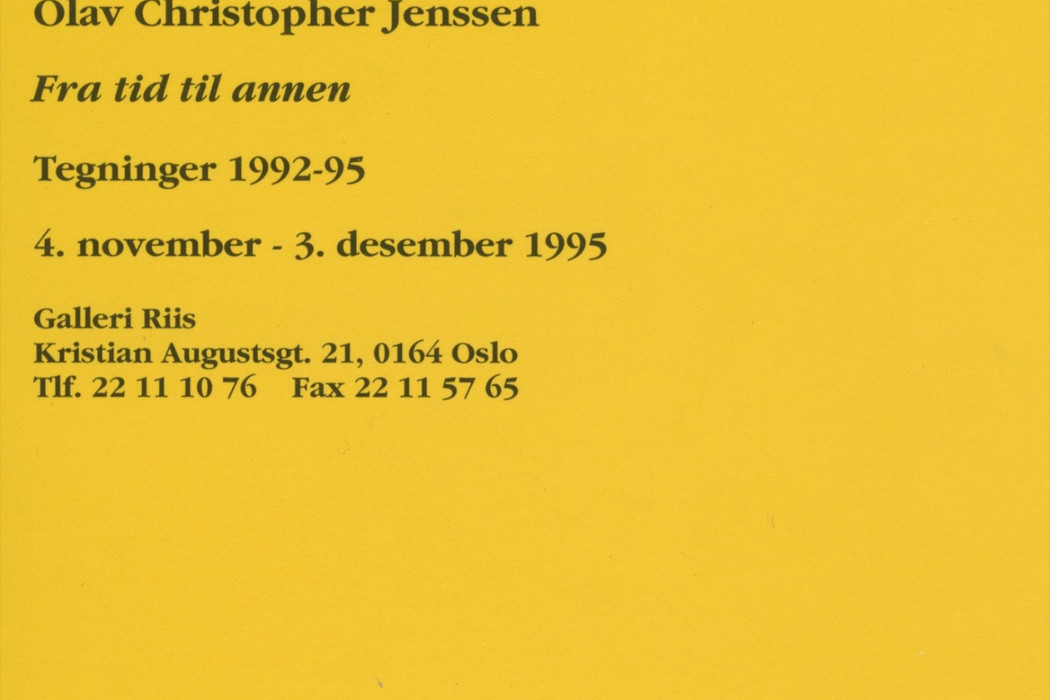 1996 exhibition announcement olav christopher jenssen  fra tid til annen
