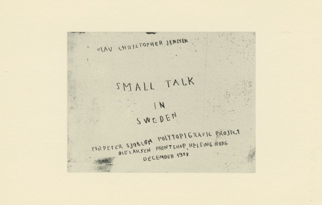 1989 exhibition announcement olav christopher jenssen  small talk in sweden