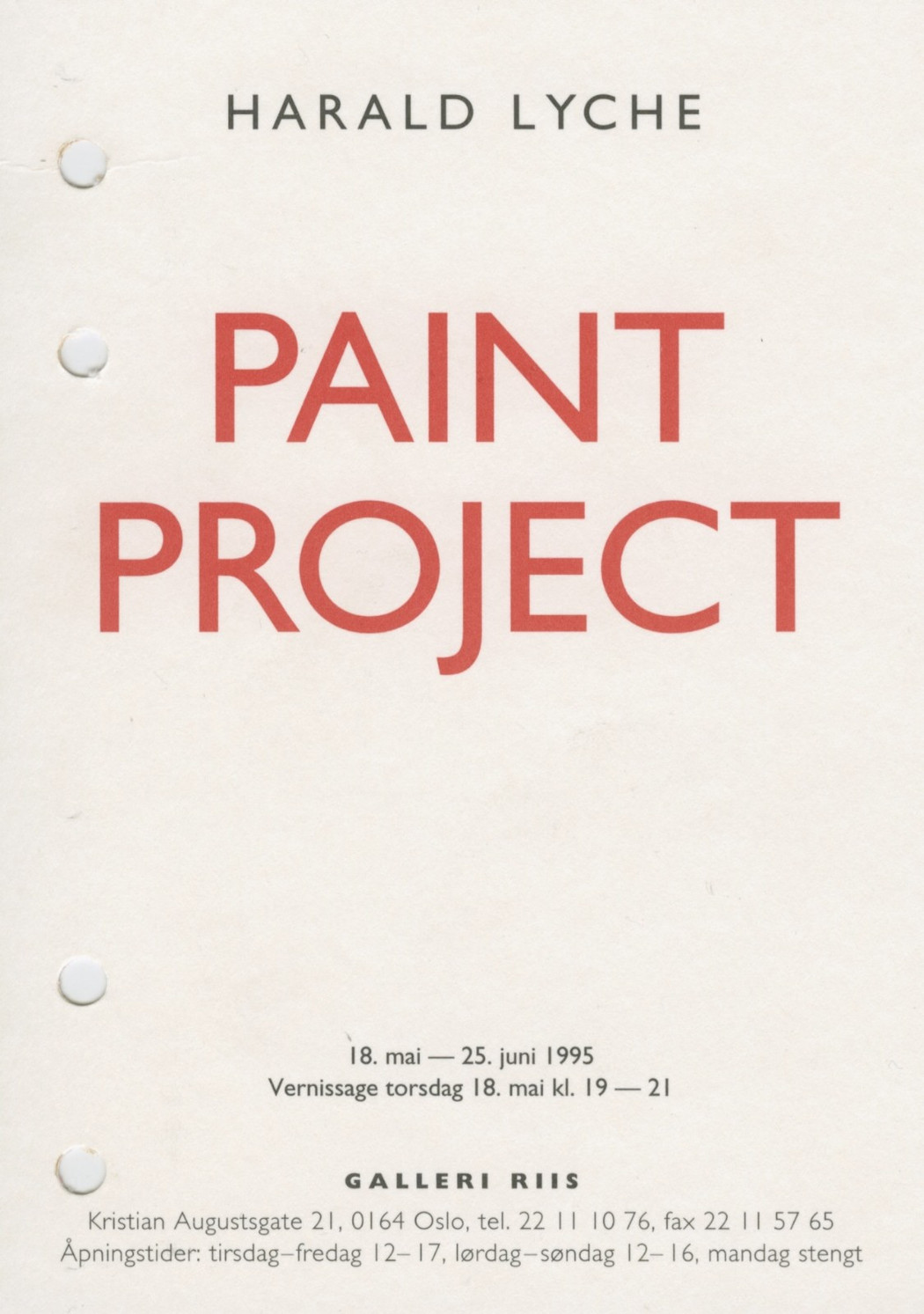 1995 exhibition announcement harald lyche  paint project