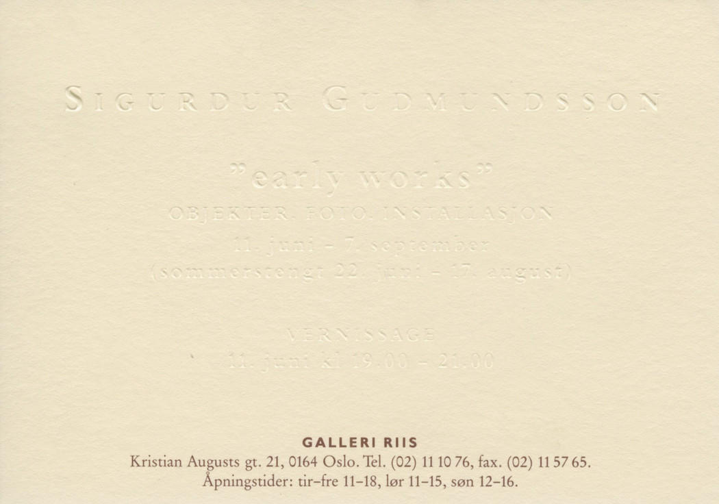 1992 exhibition announcement sigurdur gudmundsson  early works
